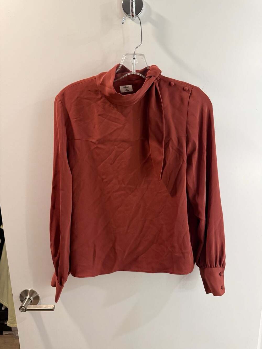 Wilfred Trapeze Tie-Neck Long Sleeve Blouse